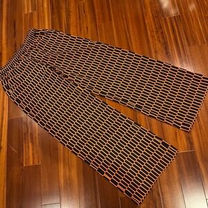 MICHAEL KORS Pants Wide Leg Black Orange Geometric Print Lightweight Pullon Sz 2